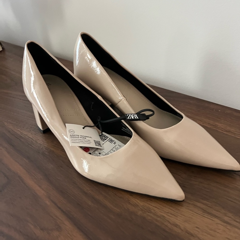 Zara Tan Patented Heels
